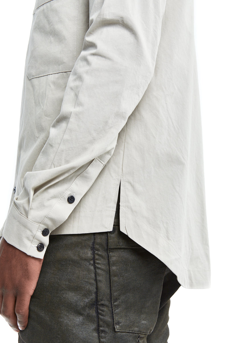 GREY MANDARIN COLLAR SHIRT