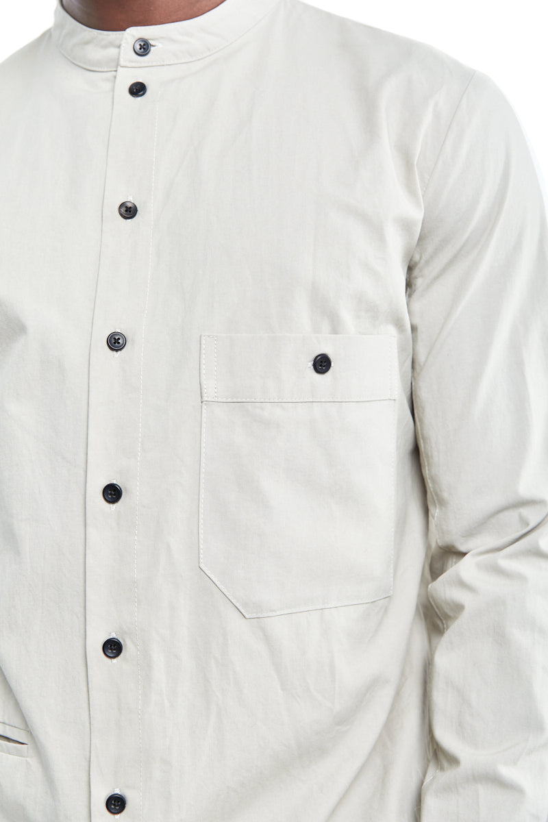 GREY MANDARIN COLLAR SHIRT