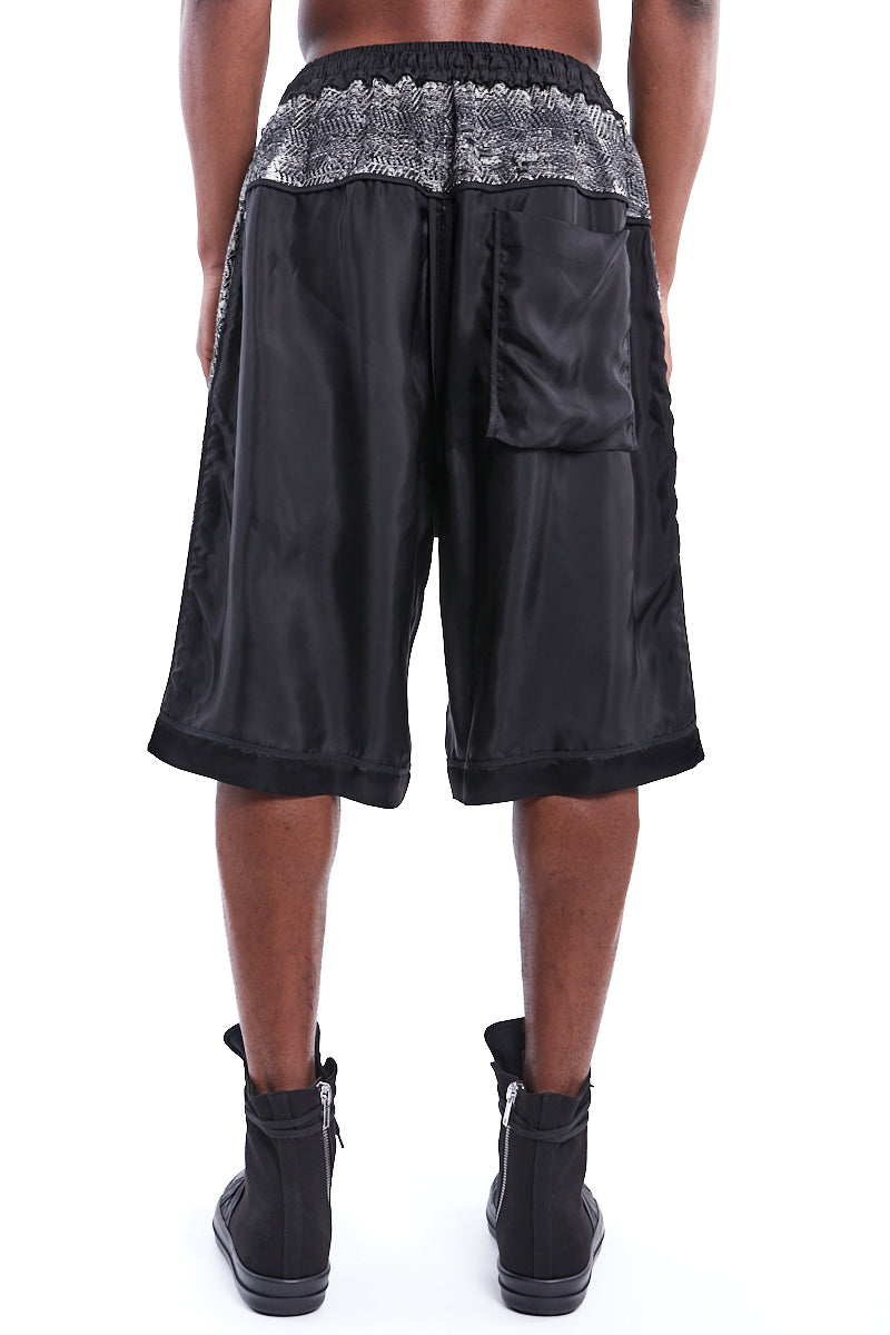 JACQUARD BLACK AND WHITE SHORTS