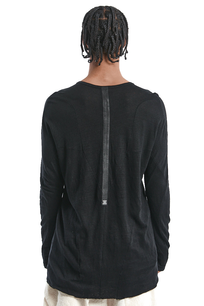 BLACK LINEN ANATOMICAL MUSCLE TOP