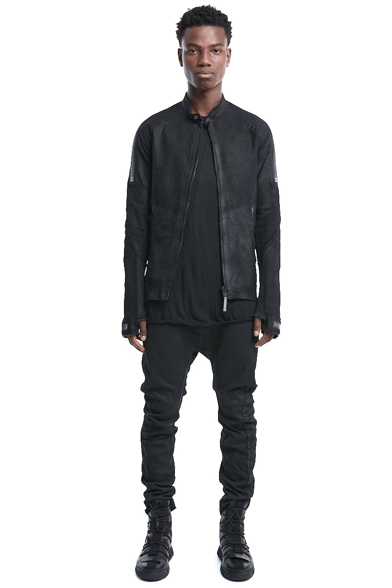 BLACK STRETCH LEATHER JACKET
