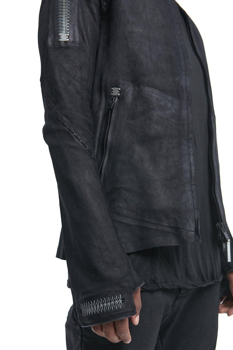 BLACK STRETCH LEATHER JACKET