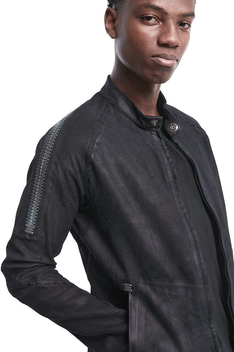 BLACK STRETCH LEATHER JACKET