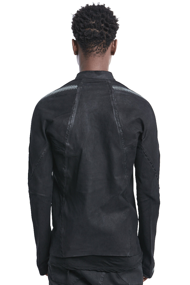 BLACK STRETCH LEATHER JACKET