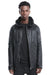 BLACK SHEARLING HOODED JACKET