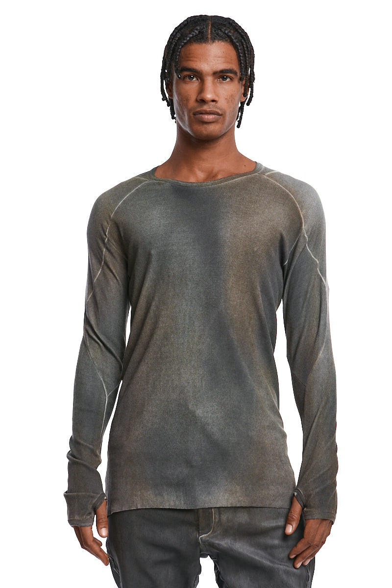 AGNON CHROME FINE RIB CASHMERE BLEND TOP