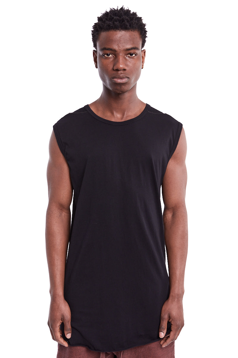 BLACK SLEEVELESS JERSEY TOP