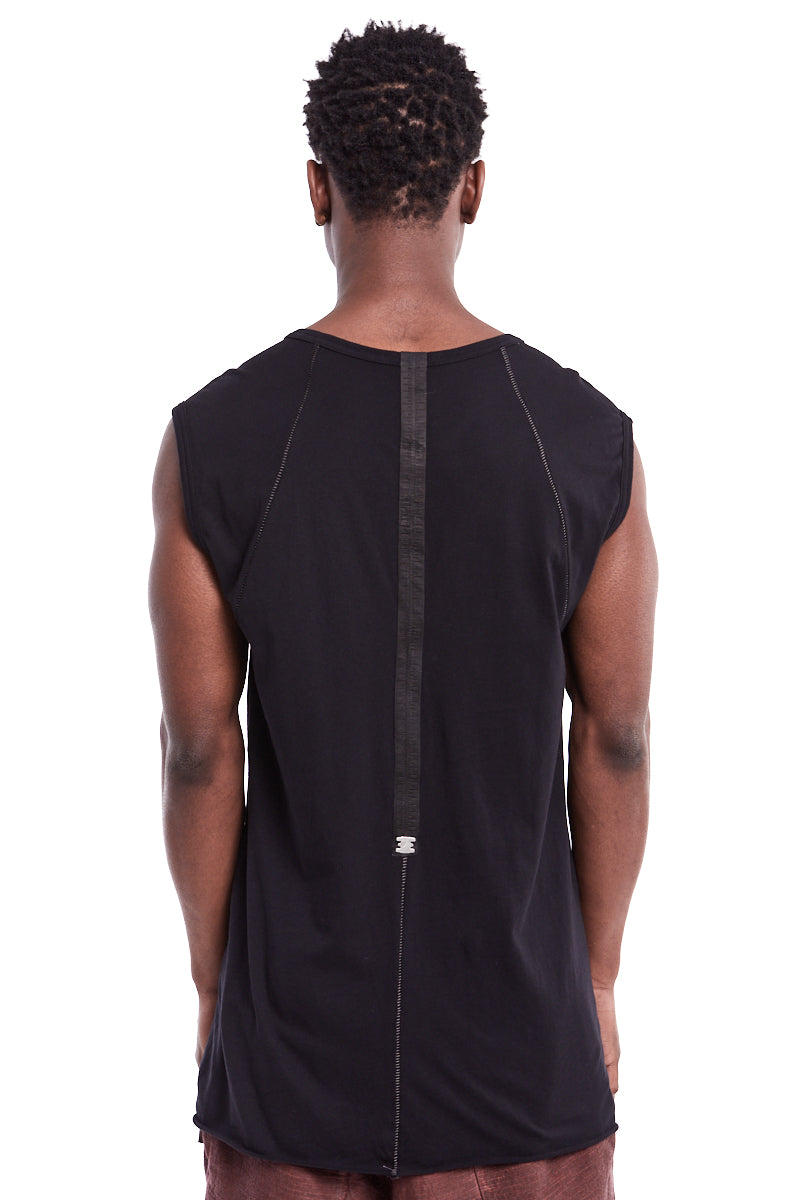 BLACK SLEEVELESS JERSEY TOP