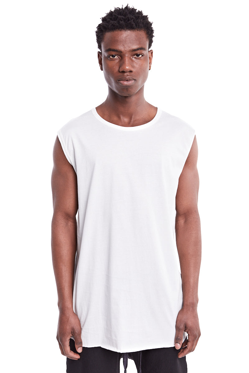 WHITE SLEEVELESS JERSEY TOP