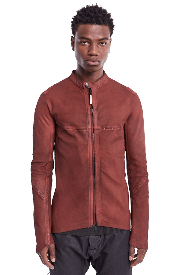 Isaac Sellam | Shop Online | Dirty Red Stretch Leather Shirt