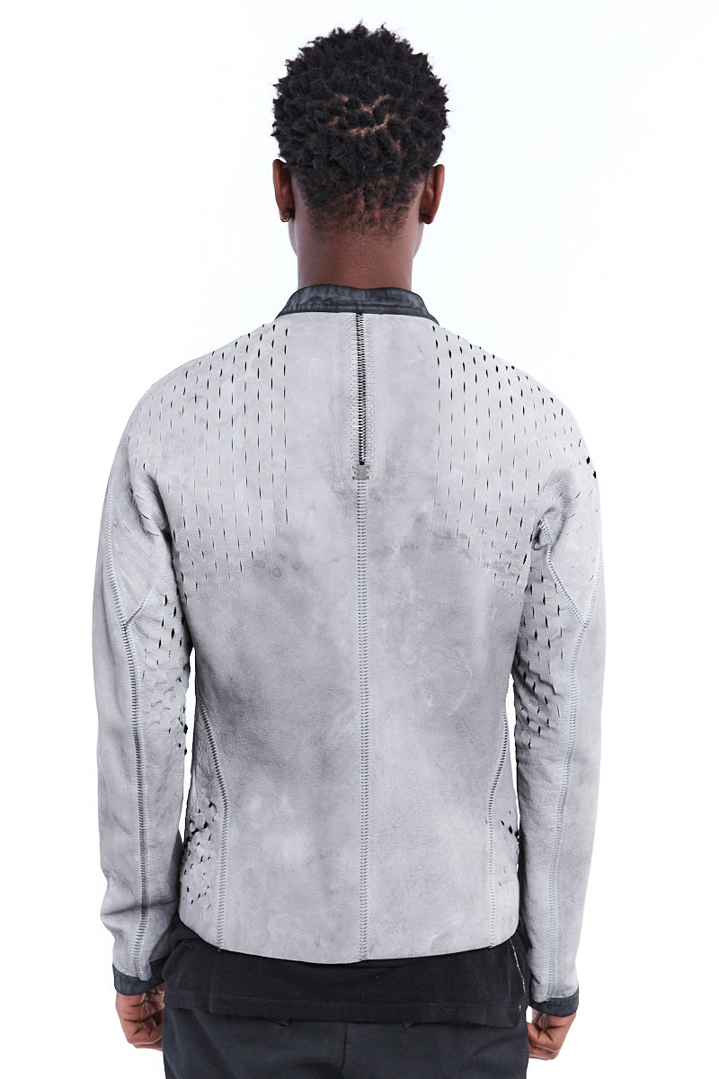 DIRTY WHITE PERFORATED LEATHER JACKET