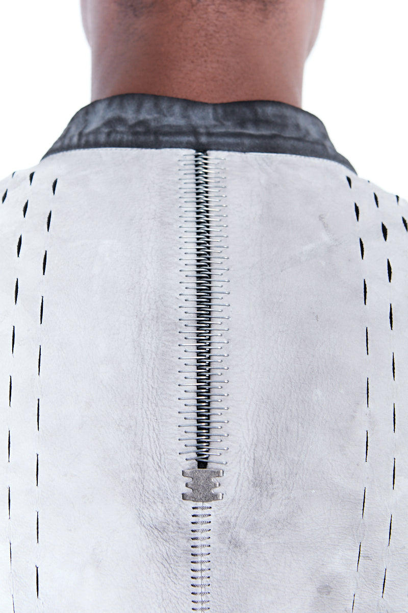 DIRTY WHITE PERFORATED LEATHER JACKET