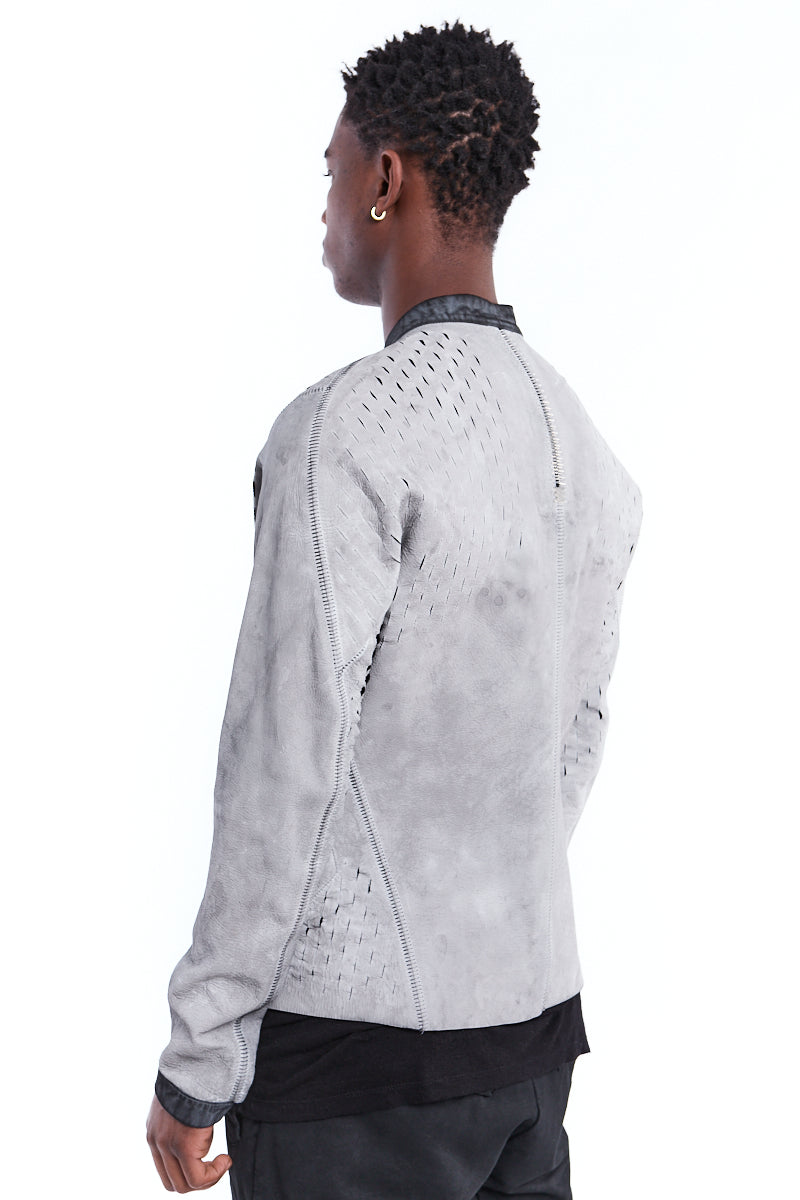DIRTY WHITE PERFORATED LEATHER JACKET