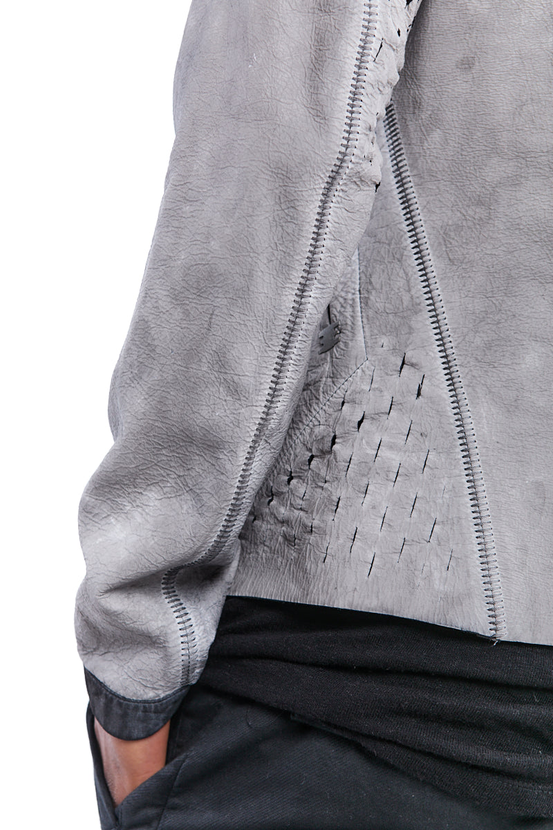 DIRTY WHITE PERFORATED LEATHER JACKET