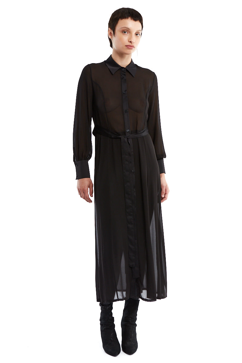 BLACK LIGHT LONG SHIRT DRESS