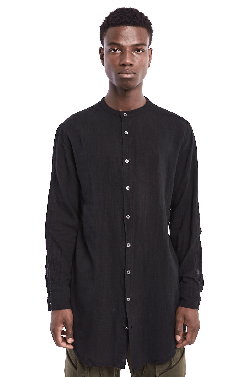 BLACK COTTON GAUZE LONG SHIRT