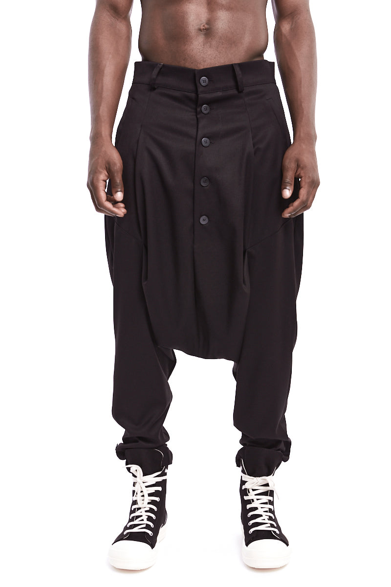 BLACK LOW CROTCH TROUSERS