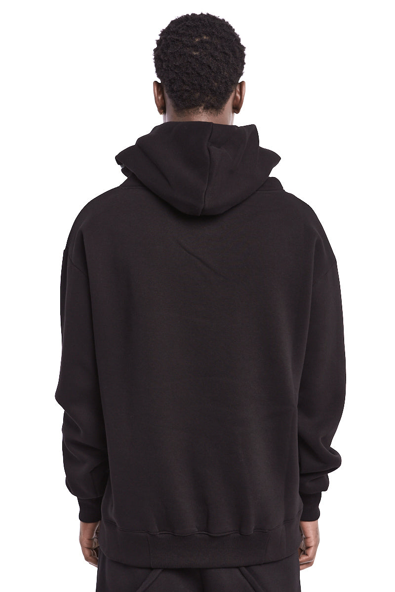 BLACK REMOVABLE HOOD SWEATSHIRT