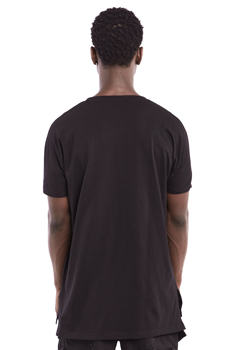 BLACK COTTON JERSEY TEE