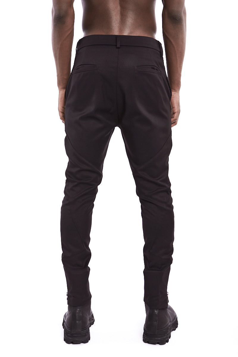 BLACK REGULAR FIT STRETCH TROUSERS