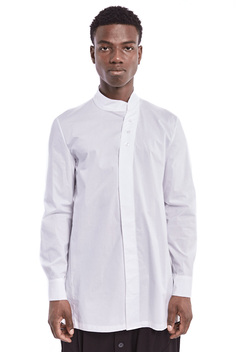 WHITE ASYMMETRIC NECK SHIRT