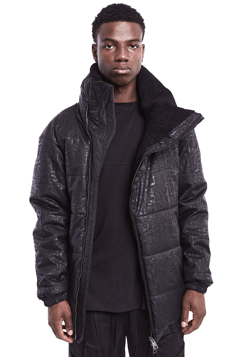 BLACK COATED PADDED JACKET