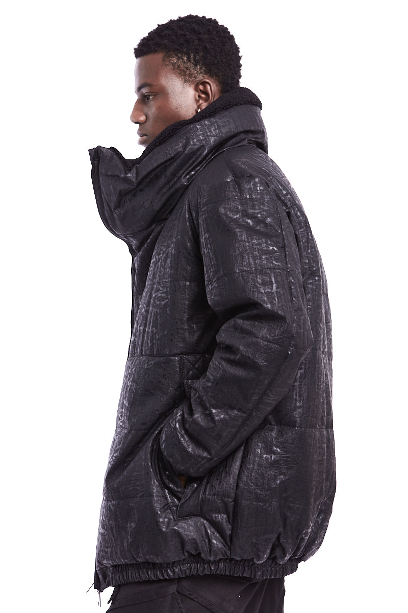 BLACK COATED PADDED JACKET