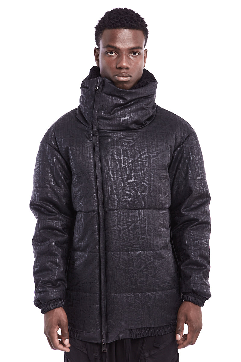 BLACK COATED PADDED JACKET