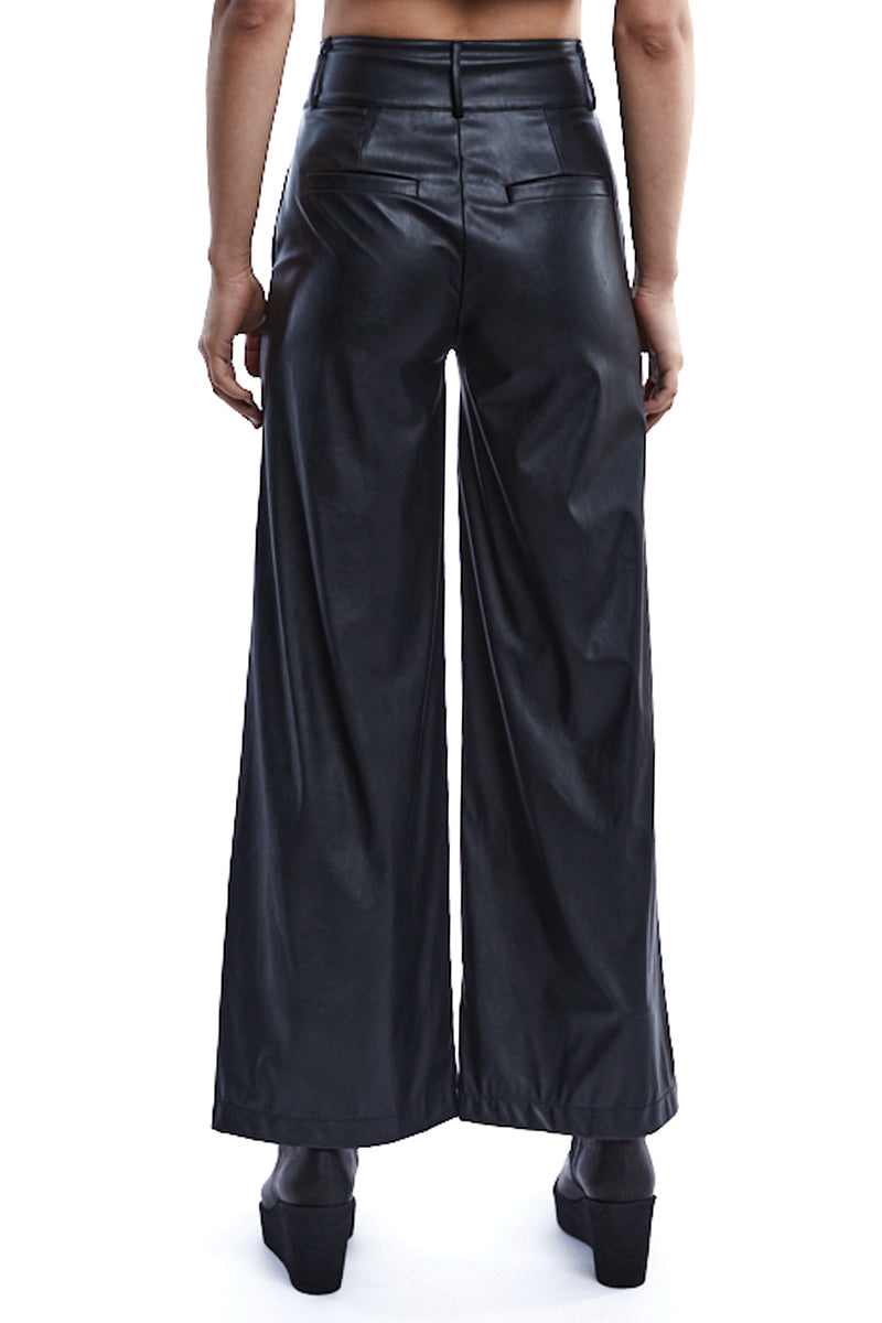 ECO-LEATHER WIDE PANTS