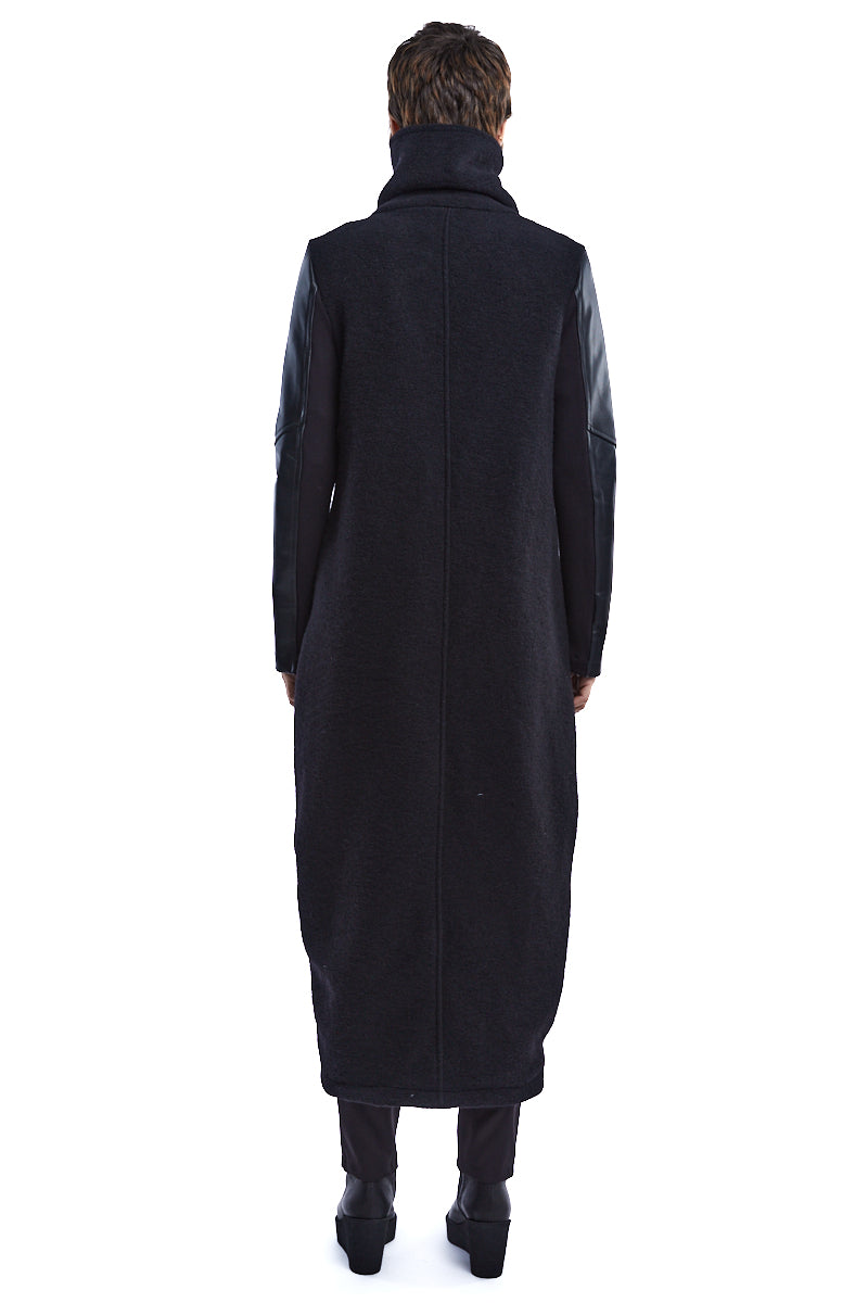 BOILED WOOL ASYMMETRIC COAT