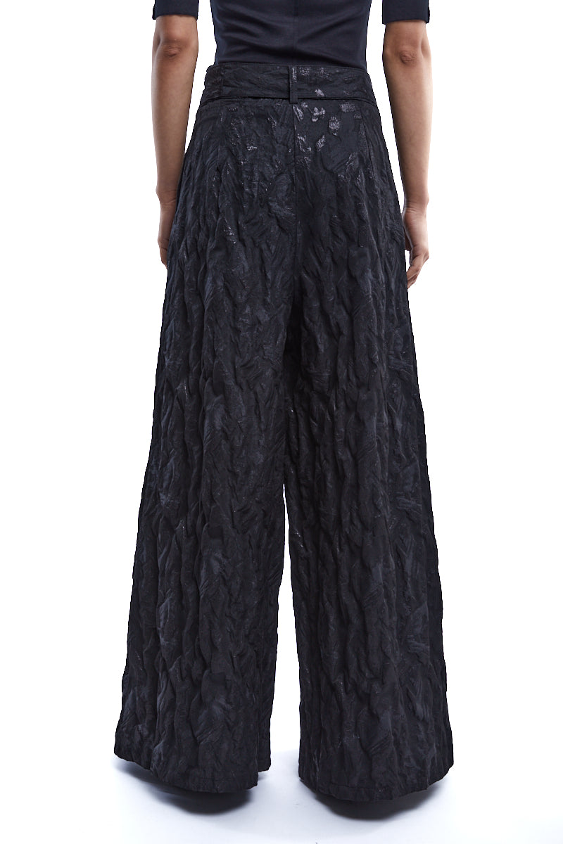 COATED JACQUARD WIDE PANTS