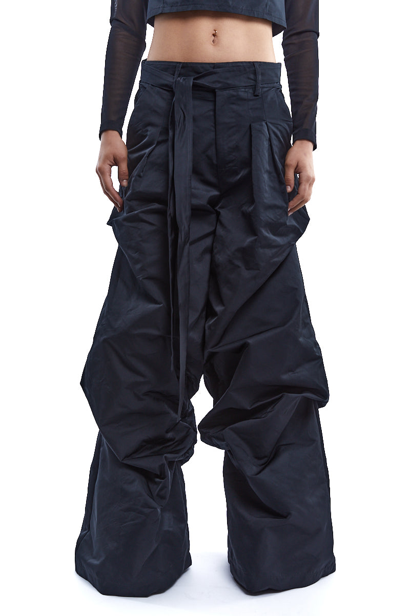 PLEATED TAFFETA TROUSERS