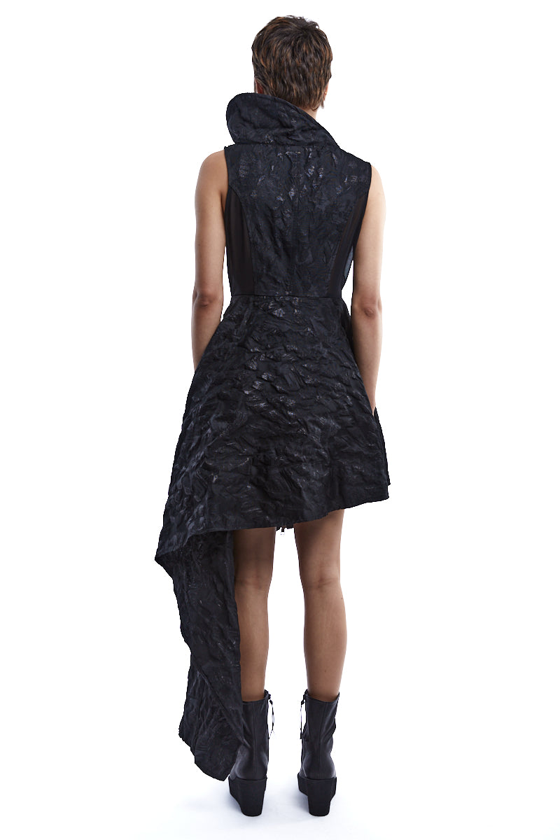 COATED JAQUARD ASYMMETRIC DRESS