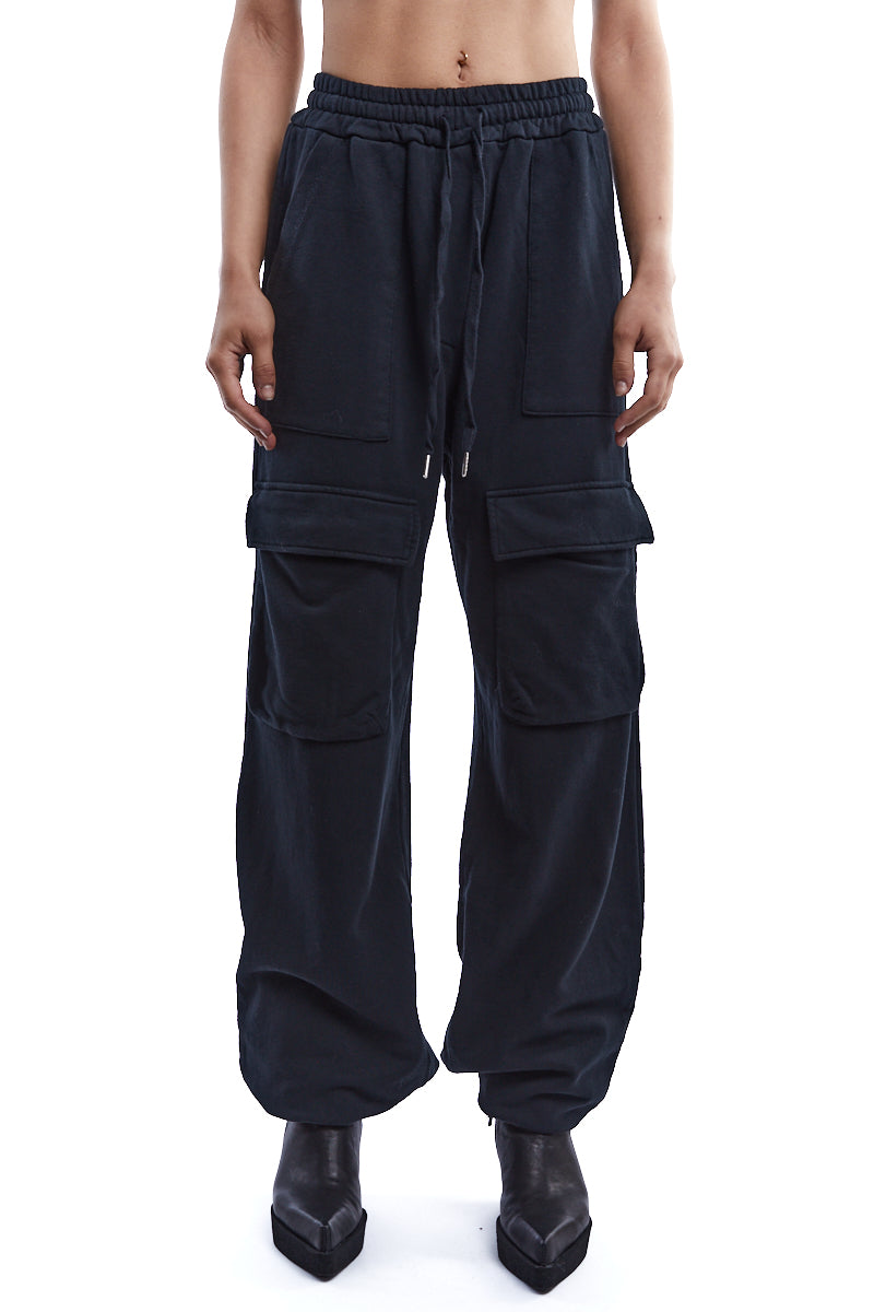 BLACK COLD DYED FLEECE PANTS