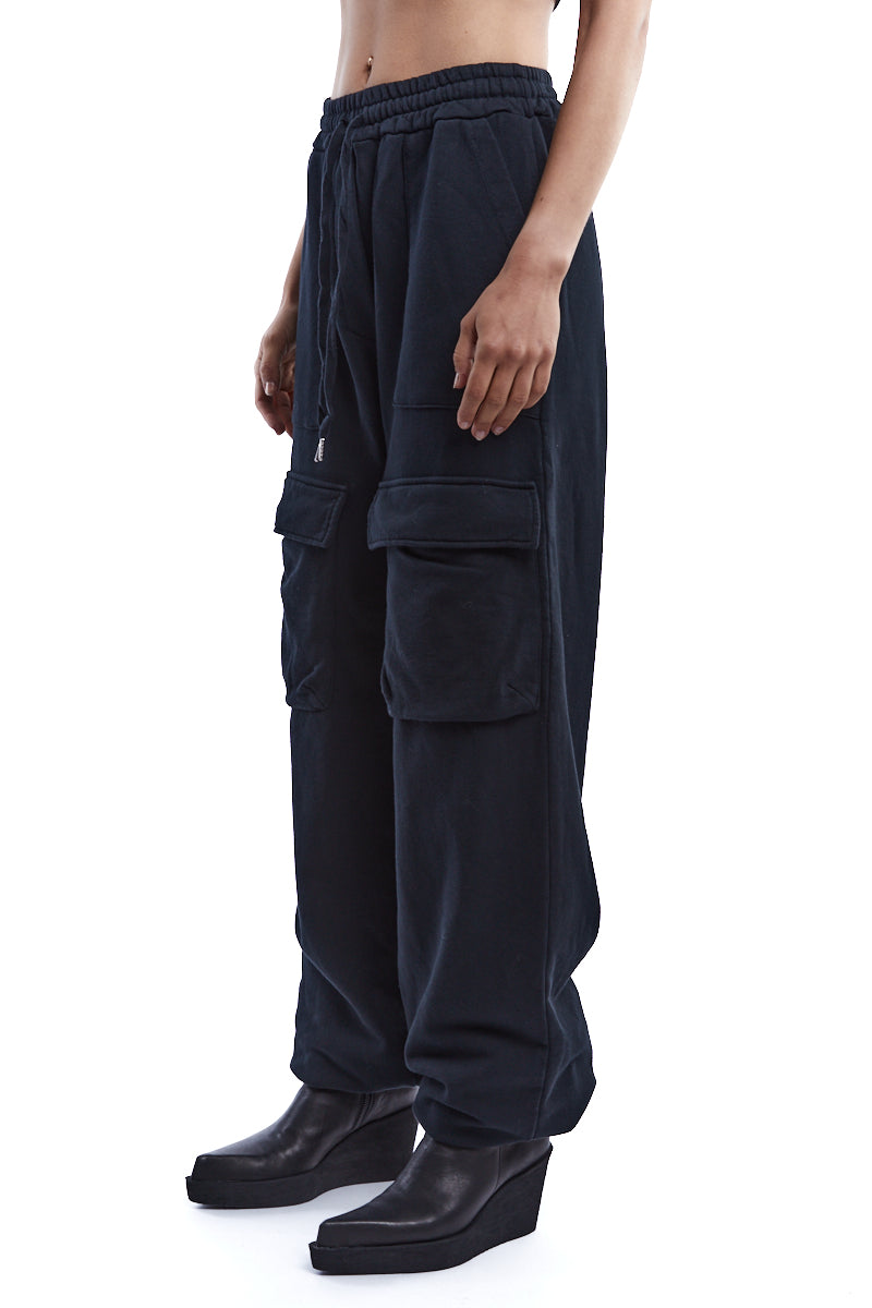 BLACK COLD DYED FLEECE PANTS