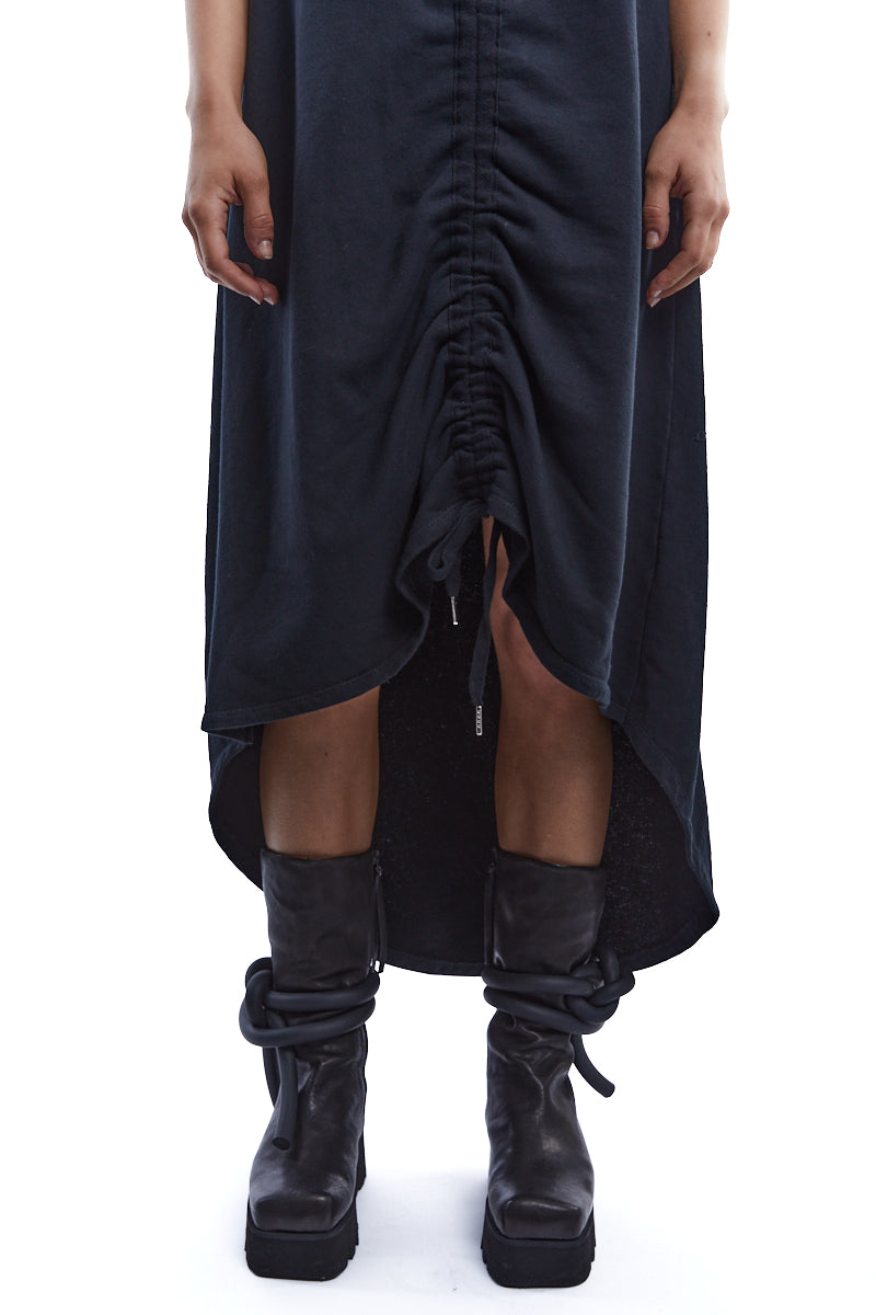 BLACK COLD DYED FLEECE DRESS