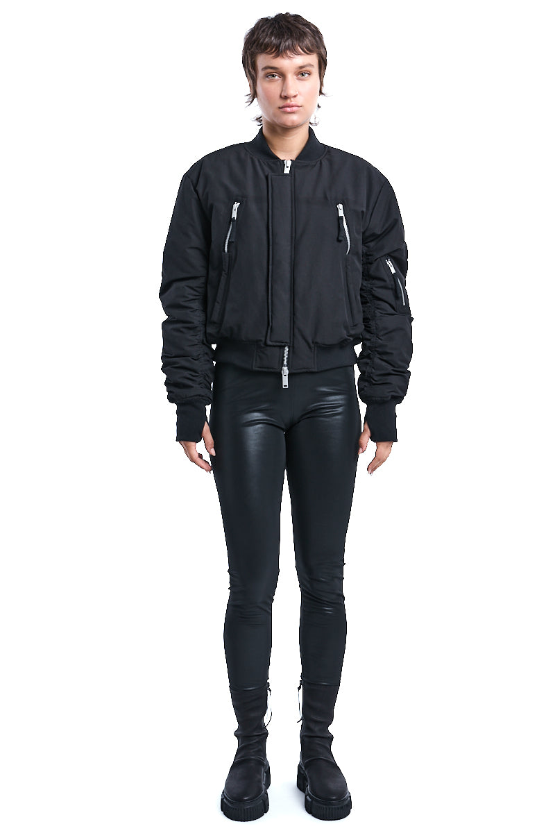 BLACK PADDED BOMBER JACKET