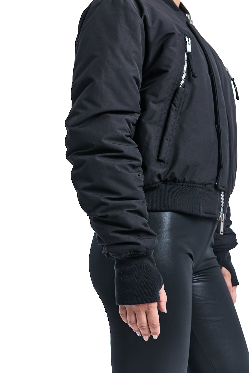 BLACK PADDED BOMBER JACKET