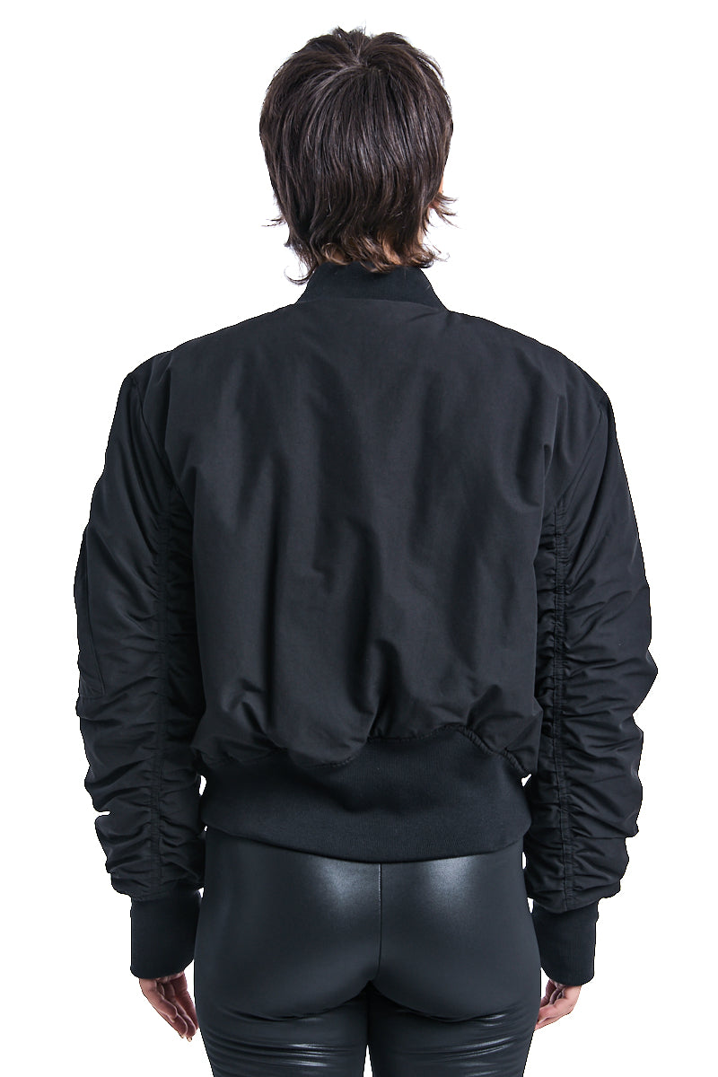 BLACK PADDED BOMBER JACKET