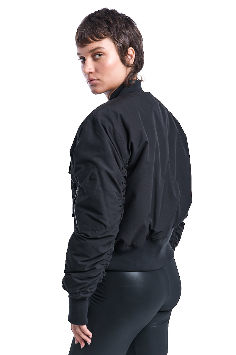 BLACK PADDED BOMBER JACKET