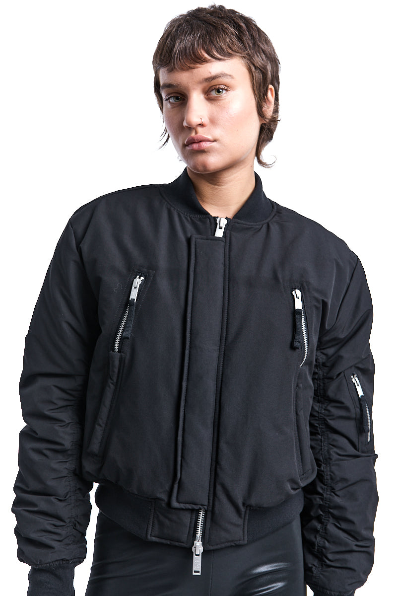 BLACK PADDED BOMBER JACKET