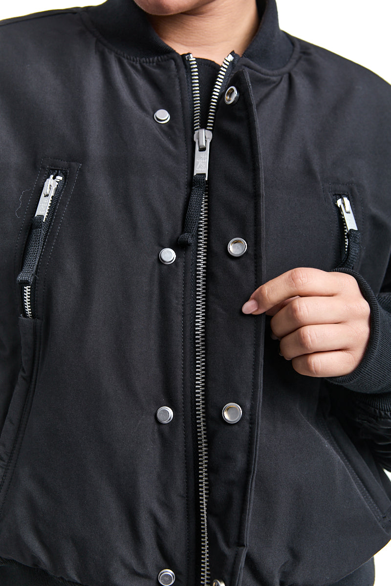 BLACK PADDED BOMBER JACKET