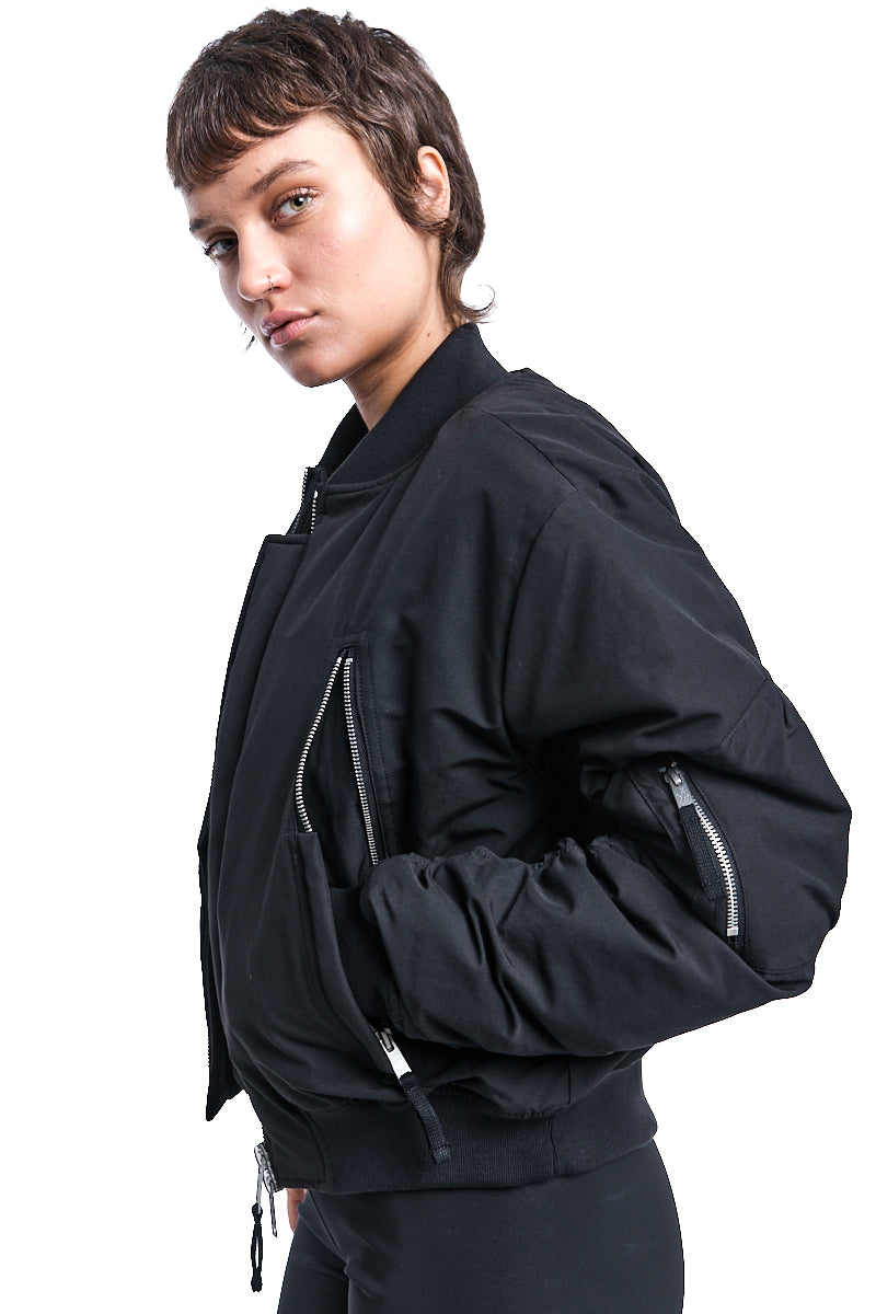 BLACK PADDED BOMBER JACKET