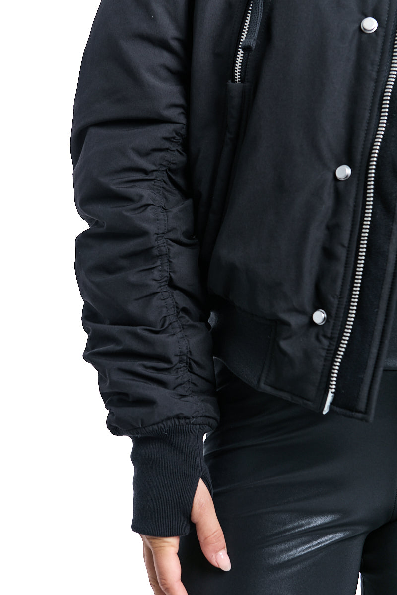 BLACK PADDED BOMBER JACKET