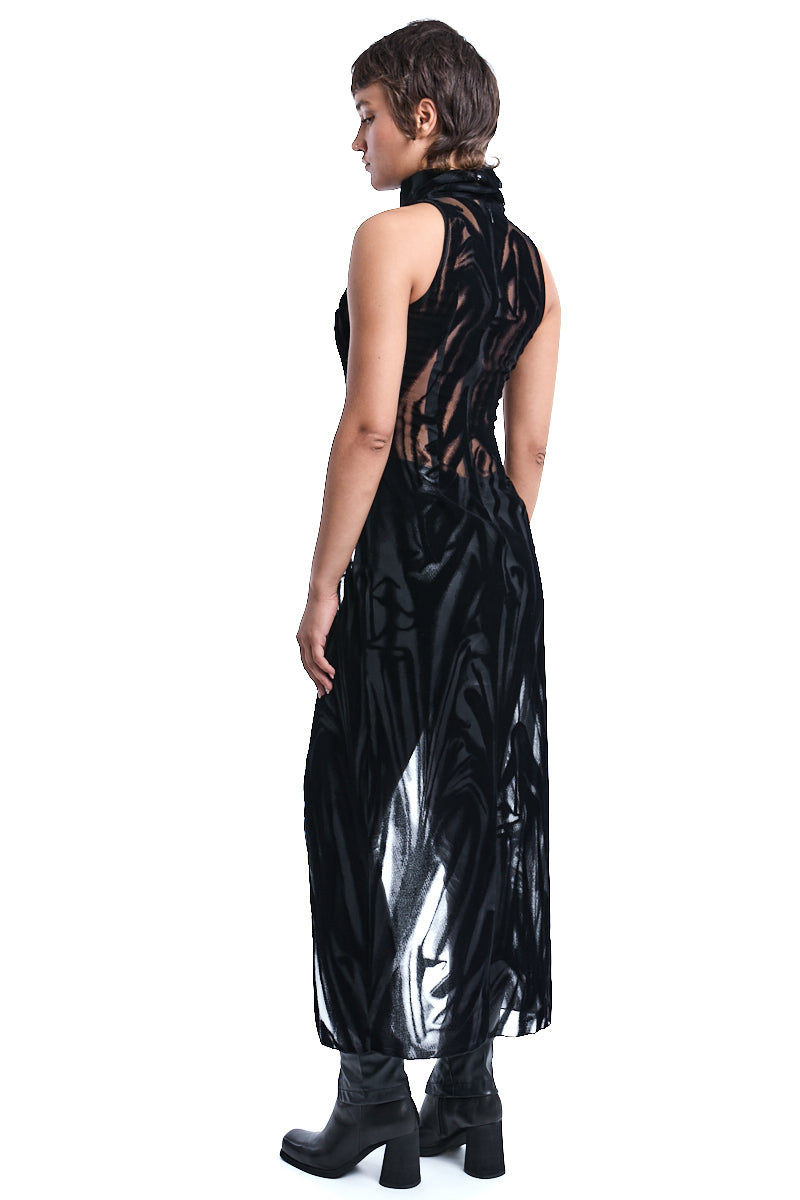 TULLE DEVORE FLOCKED STRETCH TOP