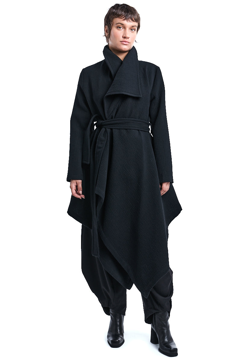 WOOL BLEND ASYMMETRIC COAT