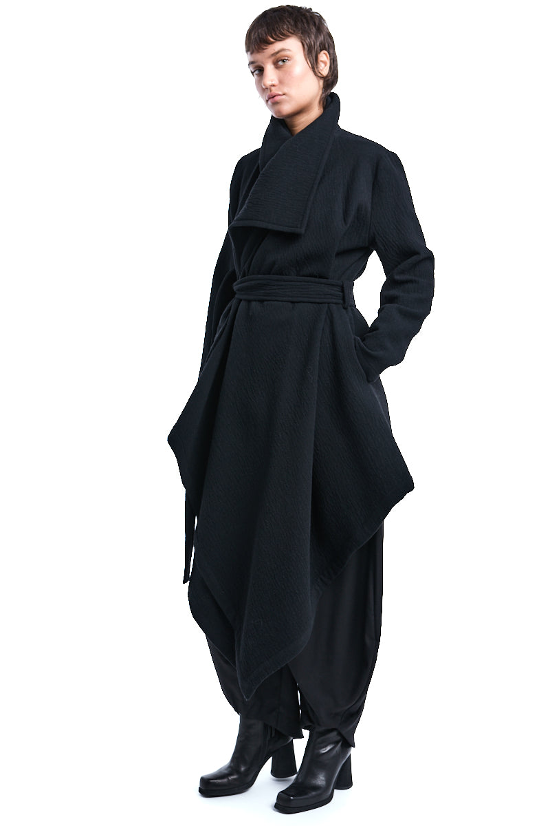 WOOL BLEND ASYMMETRIC COAT