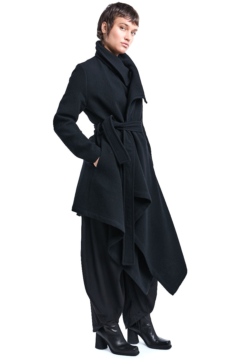 WOOL BLEND ASYMMETRIC COAT