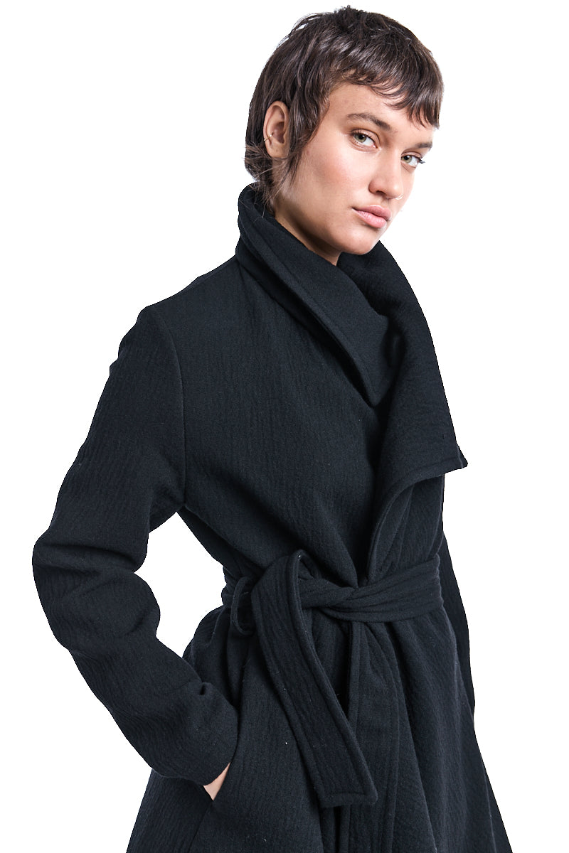 WOOL BLEND ASYMMETRIC COAT