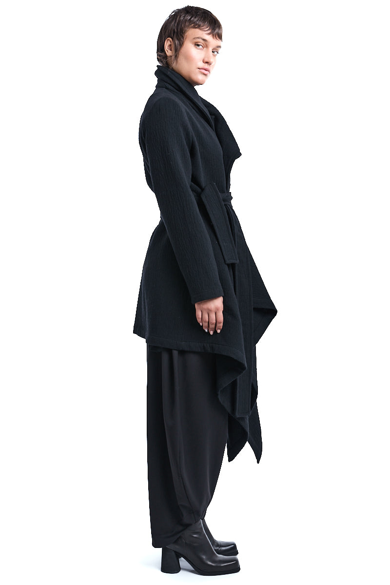 WOOL BLEND ASYMMETRIC COAT
